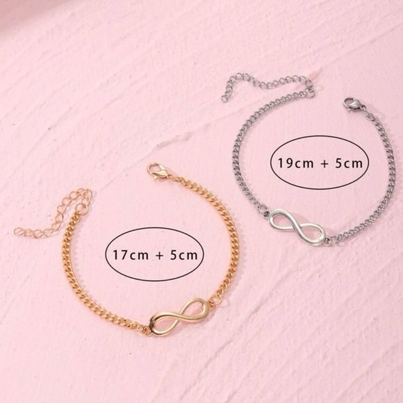 2pcs Couple Infinity Decor Silver Gold Love Infinity Bracelet Gift - Picture 3 of 4